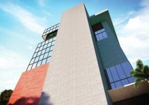 Cerâmica Aderida em fachada