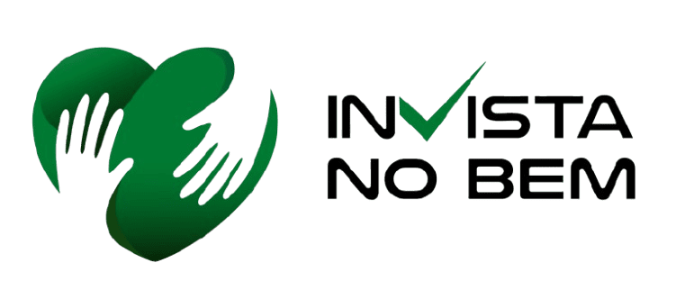 Logotipo do programa inVista no Bem, com duas mãos verdes formando um coração ao lado do nome do projeto.
