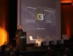 Rodolfo Zagallo apresenta a matriz de sucesso do hub de relacionamento C3 durante o Seminário de Alvenaria Estrutural, destacando a integração entre construtoras, incorporadoras, fundos de investimento, fornecedores e escritórios de arquitetura no setor da construção civil.